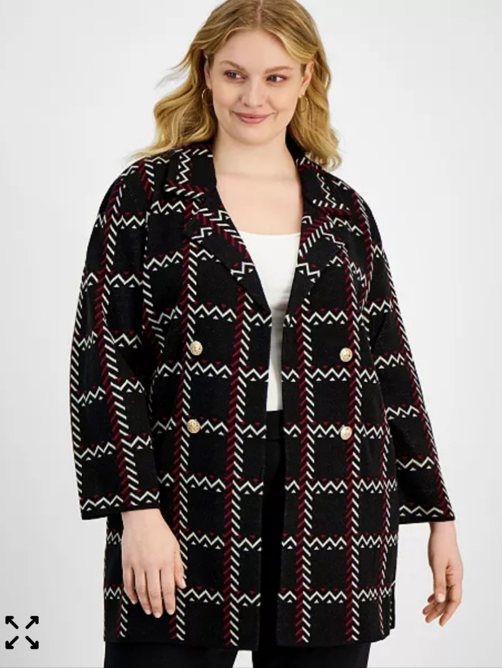 Women's Kasper Plus Size Edge To Edge Notched-Lapel Open Cardigan Jacket Size 1X